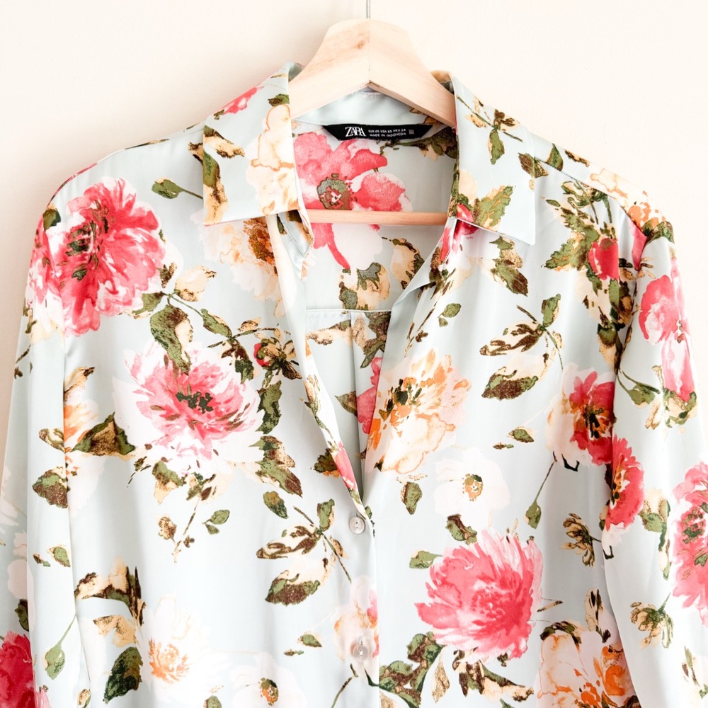 Zara Floral Shirt Size XS‎ - Picture 4 of 8